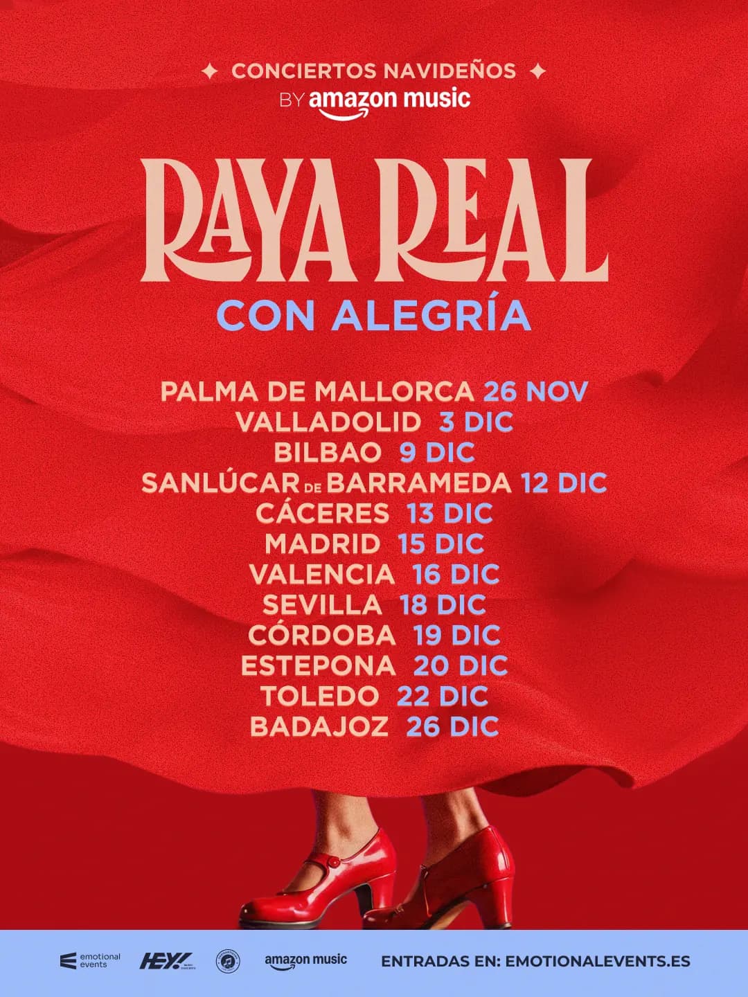 Cartel de la gira Con Alegría de Raya Real con sus doce fechas